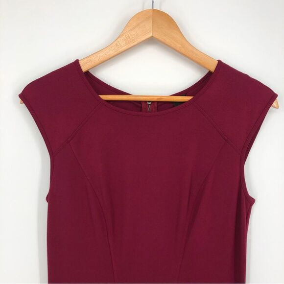 Ann Taylor Fit Flare Cap Sleeve Dress Drop Waist Cranberry Red Size 2 - Picture 2 of 9